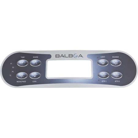 Balboa Balboa 11281 8-Button Spa Side Overlay - Temperature Up & Down; Light; Jets 1; Jets 2; Blower; Time; Mode & Program 11281